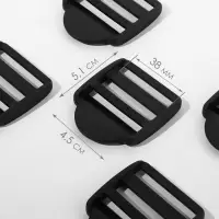 Пряжка регулирующая, трёхщелевая, вн. ширина=38 мм, s=3.5 мм, 10 шт., чёрная