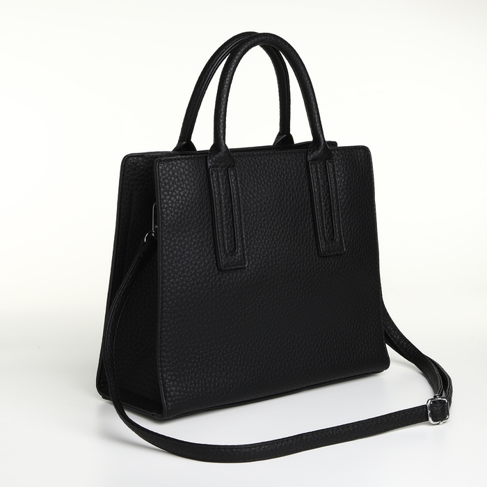 Сумка женская на молнии, TEXTURA, средний размер, цвет чёрный