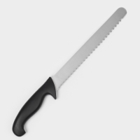 Нож хлебный, лезвие 24.5 см, черная ручка