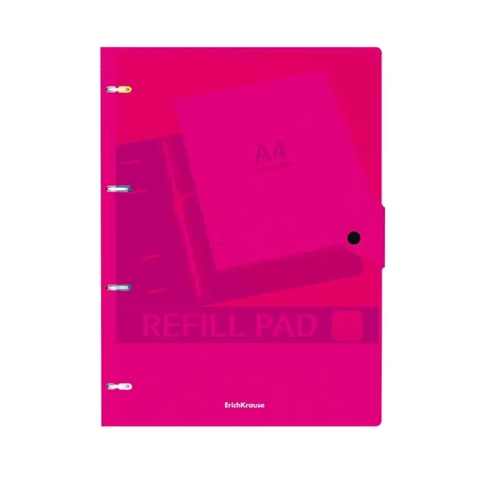 Тетрадь на кольцах А4, 80 листов в клетку ErichKrause "Neon", пластиковая обложка на кнопке, блок офсет, белизна 100%, МИКС