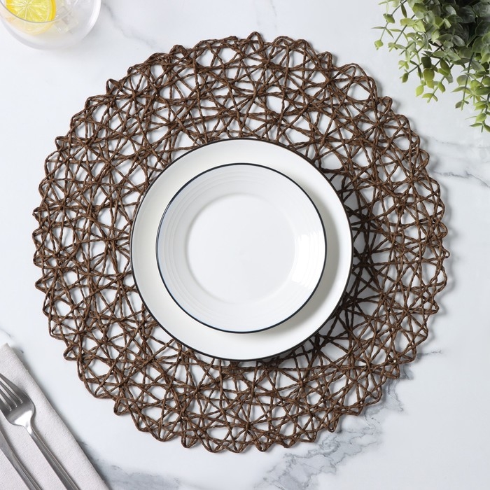 Салфетка сервировочная на стол Доляна &laquo;Одуванчик&raquo;, d=38 см, цвет коричневый