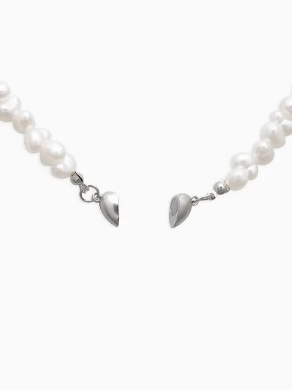 Колье жемчужное "Сердце" 35 см, цвет белый в серебре