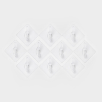 Крючки самоклеящиеся настенные прозрачные, с двойным крюком, 5,6х5,6 см, 10 шт