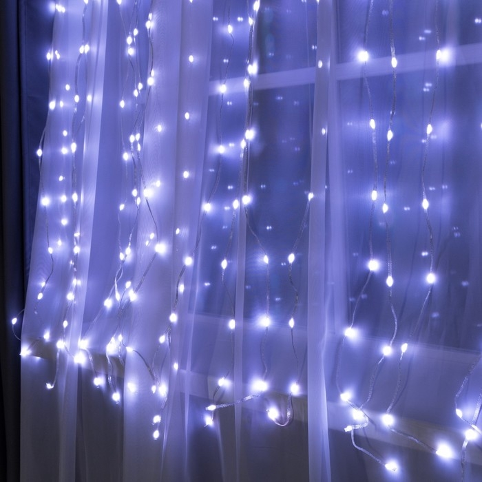 Умная гирлянда &laquo;Занавес&raquo; 2 &times; 2 м роса, IP20, серебристая нить, 400 LED, приложение, свечение RGB, USB