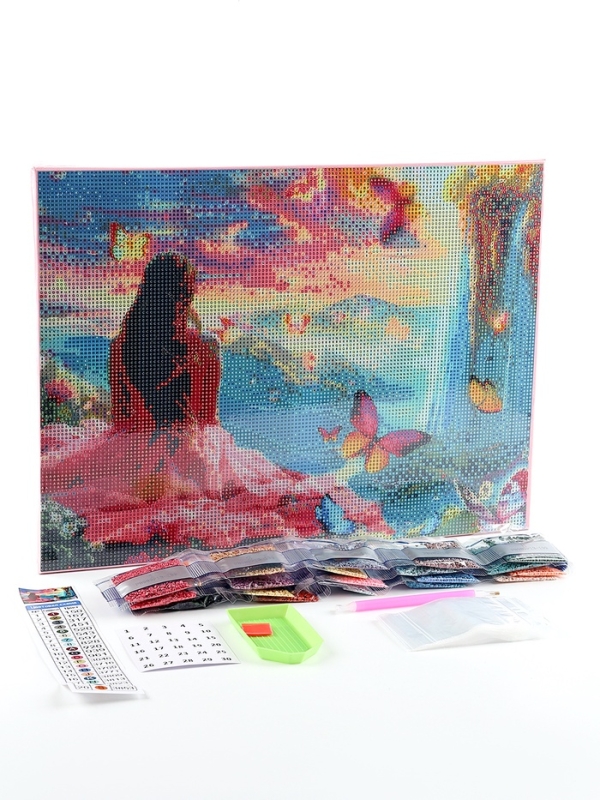 Алмазная мозаика с полным заполнением на холсте с подрамником &laquo;Водопады&raquo;, 30 х 40 см