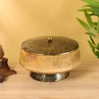 Конфетница с крышкой "Щербет" алюминиевая с манговым деревом 19х19х12 см