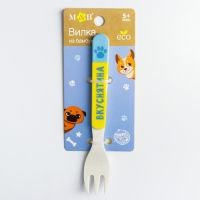 Вилка из бамбука, цвет и рисунок МИКС