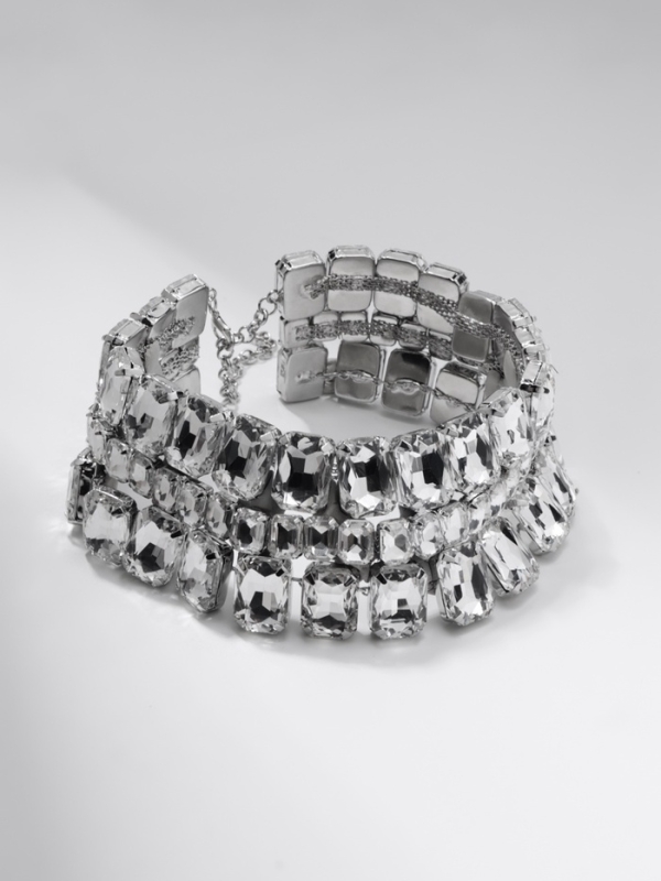 Чокер-колье &laquo;Сияние&raquo; трио, цвет белый в серебре, 36 см