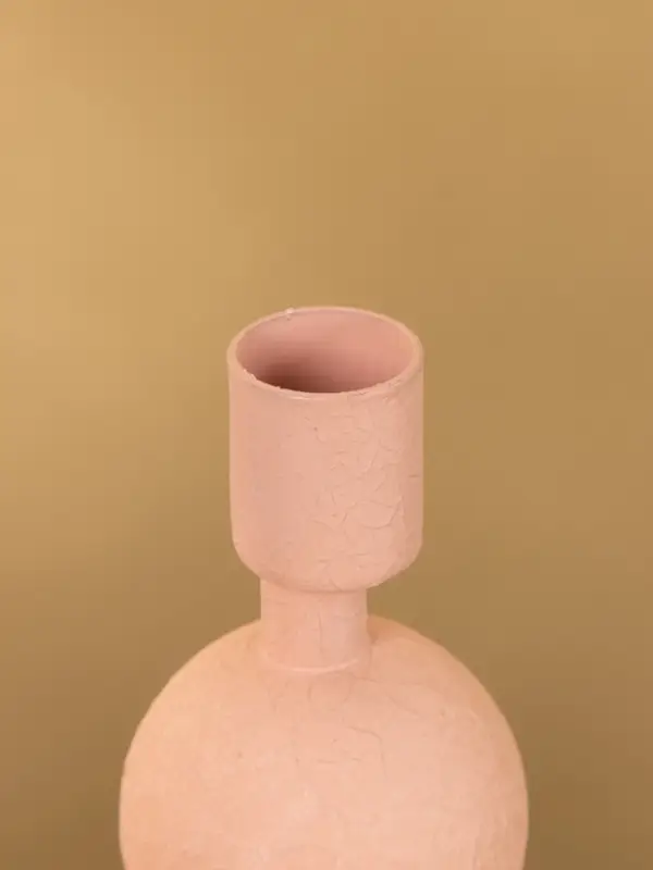 Подсвечник на 1 свечу текстурный "Пудровый розовый" с 2 сферами 8,5х8,5х18 см