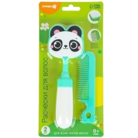 Набор расчёсок с погремушкой &laquo;Панда&raquo;, 2 предмета: расчёска с зубчиками + щётка