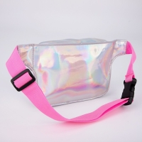 Сумка детская поясная «Котёнок» на молнии, серебристая Сумка детская поясная «Котёнок» на молнии, серебристая