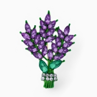 Брошь &laquo;Букет&raquo; лаванды, цвет сиреневый в золоте