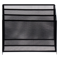 Лоток вертикальный, настольный, 3 отделения, сетка, металл, черный Лоток вертикальный, настольный, 3 отделения, сетка, металл, черный