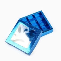 Коробка для конфет &laquo;Синие звёздочки&raquo;, 14.5 х 14.5 х 3.5 см