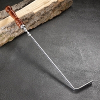 Кочерга узбекская 30/1 см, полная длина 54 см, сталь 3 мм, с узором, с деревянной ручкой