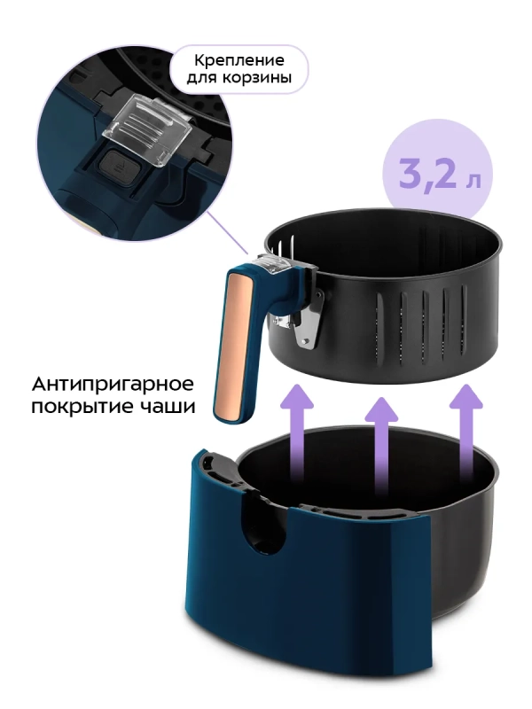 Аэрогриль электрический КТ-8106 - 3.2 л - 1500 Вт