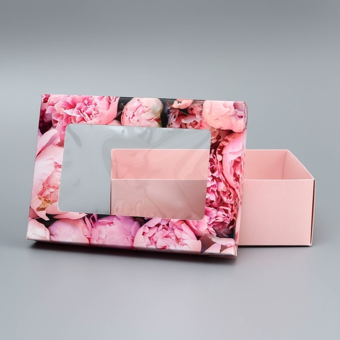 Коробка складная, крышка-дно, Коробка складная, крышка-дно, "Ярких моментов", 21 х 15 х 7 см с окном