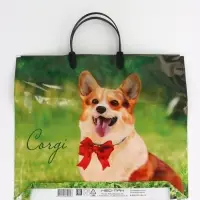Пакет "Корги, полиэтиленовый, пластиковая ручка 37х35 см 90 мкм