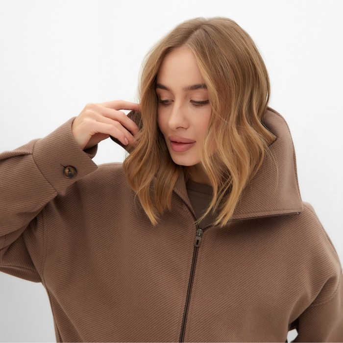 Бомбер (жакет) женский MINAKU : Casual Collection,цвет бежевый , р-р 46 Бомбер (жакет) женский MINAKU : Casual Collection,цвет бежевый , р-р 46