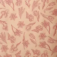 Крафт бумага "Ирисы" красный цв. на коричневом фоне 0,72 х 10 &plusmn;5% м, 60 гр