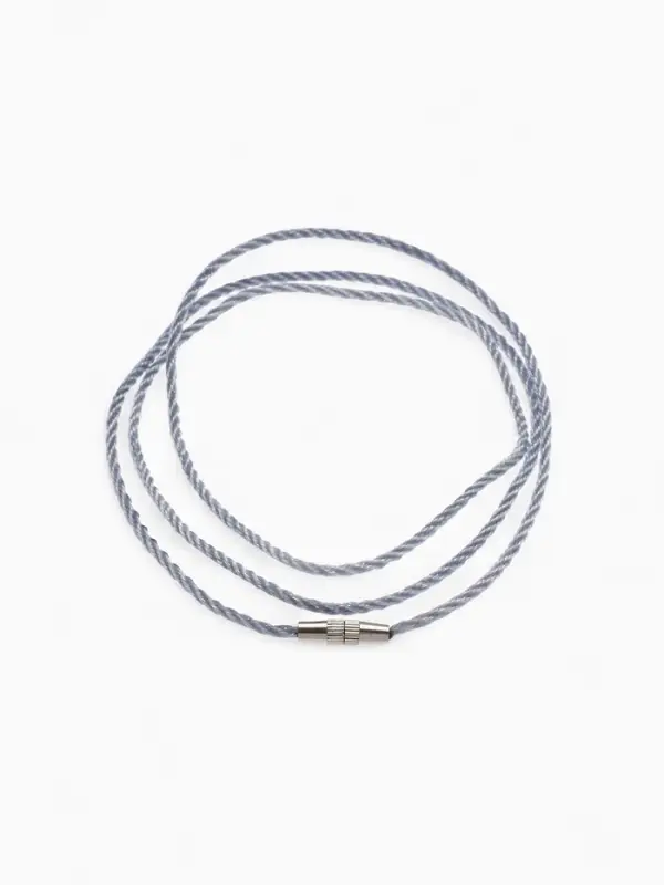 Шнурок гайтан 60 см d=2 мм, цвет серебряный, винтовой замок серебро