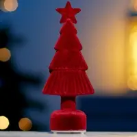 Фигура светодиодная "Елочка бархатная красная", 1 LED, 15х6 см, от бат. 3xAG13, Т/БЕЛЫЙ