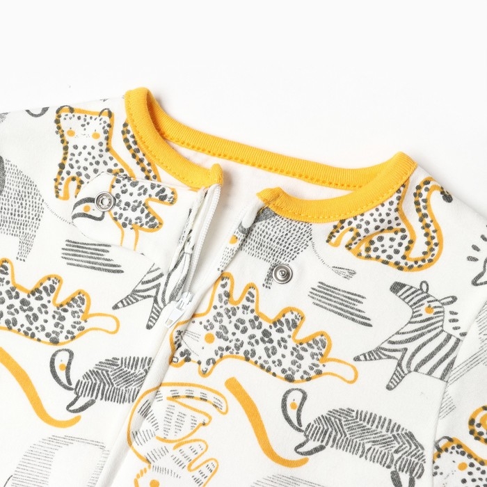 Комбинезон детский (3 шт.), цвет оранжевый/леопард/белый, рост 74 см