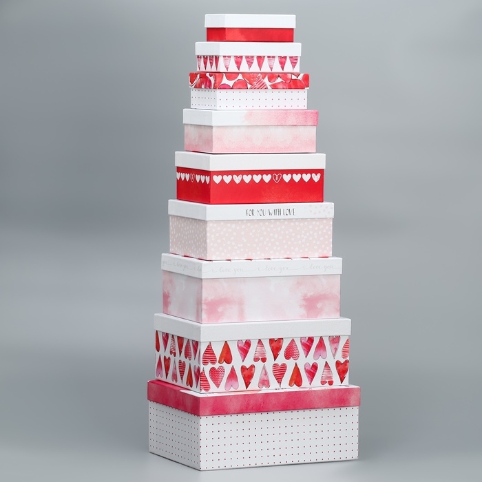 Набор коробок 9 в 1, упаковка подарочная, &laquo;Ты в моём сердце&raquo;, 12 х 7 х 4 - 28 х 18.5 х 11.5 см