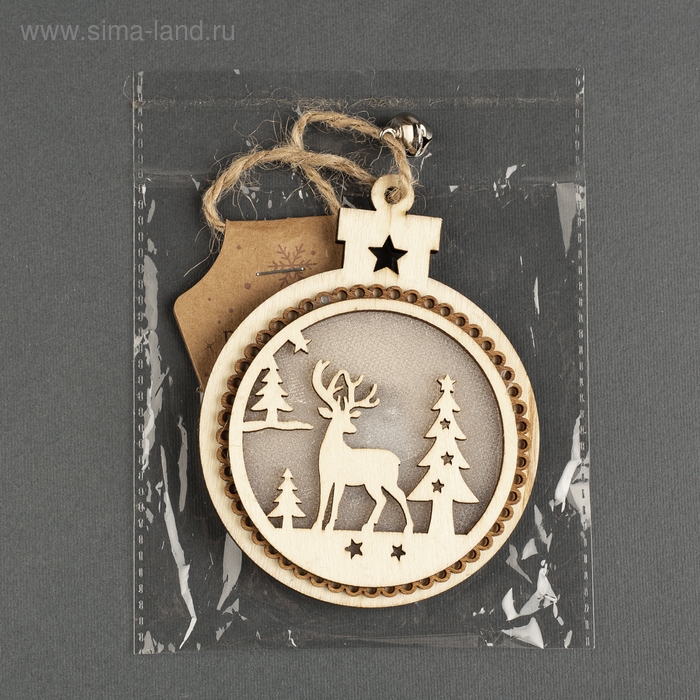 Ёлочная игрушка &laquo;Шар с оленем&raquo;, от батареек, свечение тёплое белое