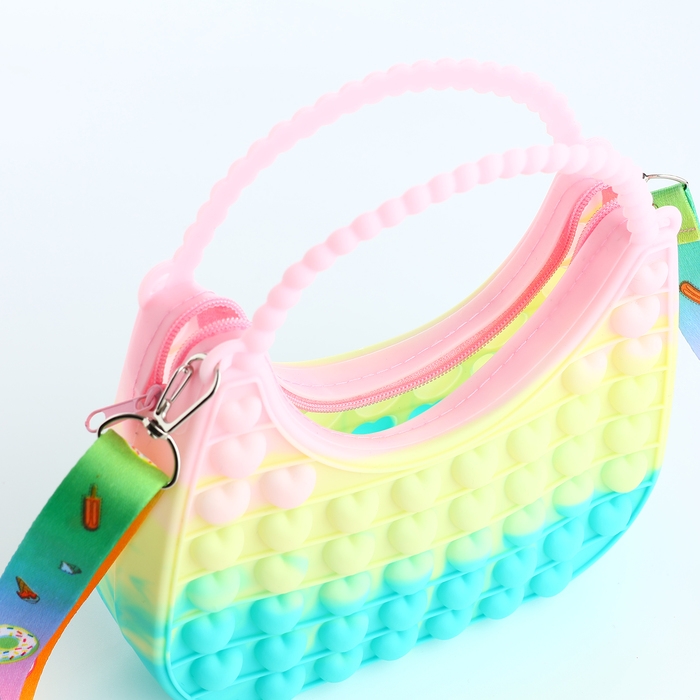 Сумка детская для девочки на молнии &laquo;Выбражулька&raquo;, pop it, цвет розовый/жёлтый/бирюзовый