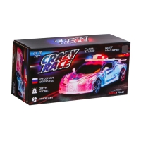 Машина инерционная &laquo;Crazy race, полиция&raquo;, русская озвучка, свет, цвет серый
