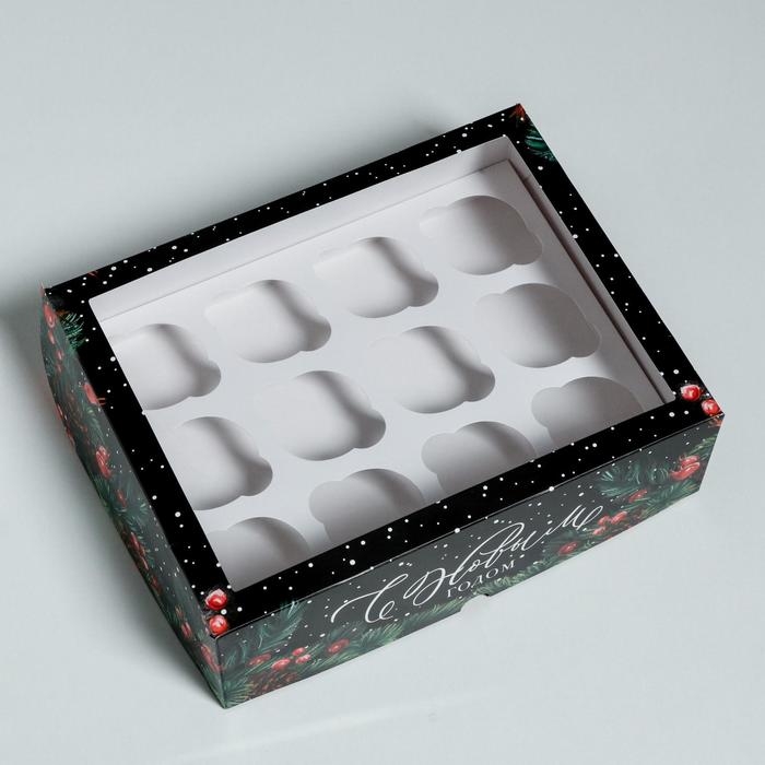 Коробка для капкейков &laquo;С Новым Годом&raquo; 25 х 33 х 10 см, Новый год