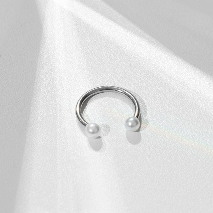 Пирсинг в бровь &laquo;Жемчуг&raquo; дуо, d=10мм, цвет белый в серебре