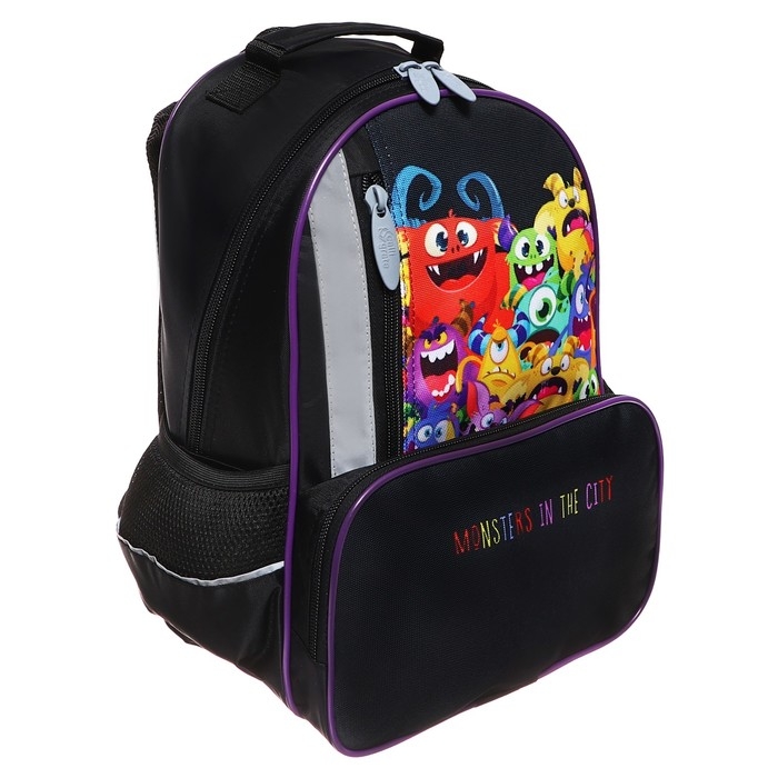 Рюкзак школьный, 37 х 26 х 13 см, эргономичная спинка, Calligrata ОРТ Рюкзак школьный, 37 х 26 х 13 см, эргономичная спинка, Calligrata ОРТ "Монстрики"