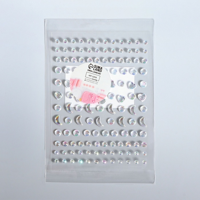 Стразы самоклеящиеся фигурные &laquo;Ассорти&raquo;, с голографией, 128 шт на листе, цвет серебряный