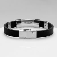 Браслет унисекс &laquo;Мощь&raquo; прямоугольник плетением, цвет чёрный с серебром, 22 см