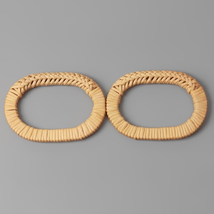 Ручки для сумок деревянные, плетёные, d = 9,8 × 5,9 / 13,5 × 9,5 см, 2 шт, цвет бежевый Ручки для сумок деревянные, плетёные, d = 9,8 × 5,9 / 13,5 × 9,5 см, 2 шт, цвет бежевый