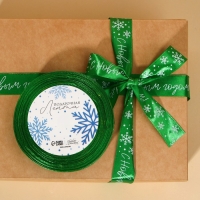 Лента атласная &laquo;С Новым годом&raquo;, зелёная, 2 см х 22.5 м