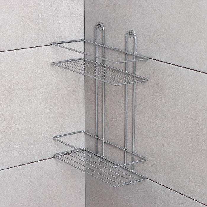 Полка прямоугольная 2-х ярусная, 26.5&times;10.5&times;35 см, цвет хром