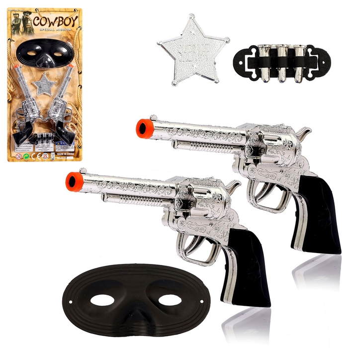 Набор ковбоя «Шериф», 2 пистолета, маска, значок Набор ковбоя «Шериф», 2 пистолета, маска, значок
