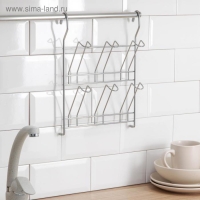 Держатель на рейлинг на 6 предметов: для кружек, стаканов, 34&times;24 см, d=16 мм, цвет хром зеркальный