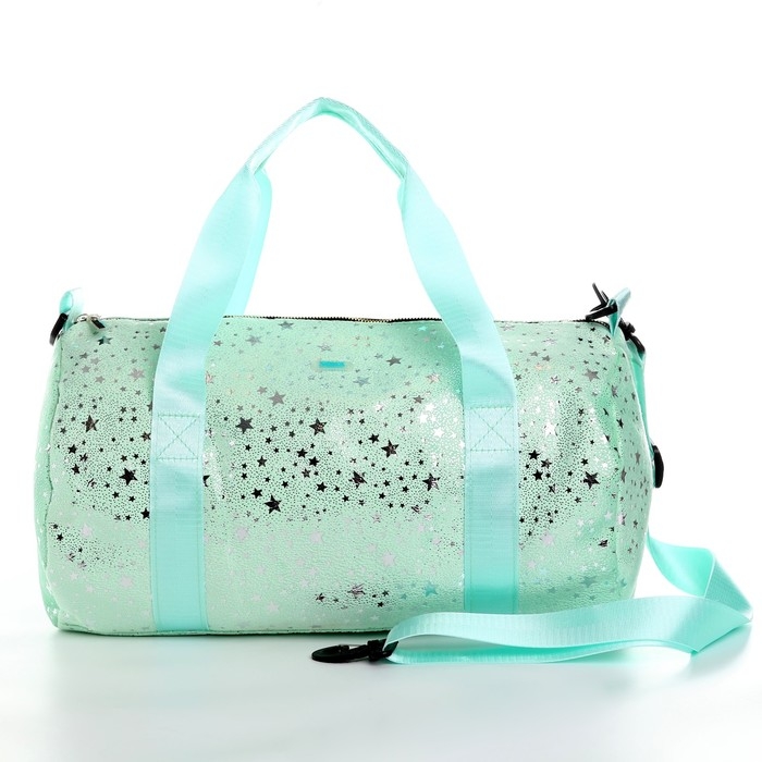 Сумка детская спортивная плюшевая для девочки с блестками &laquo;Звёзды&raquo; мятный