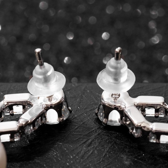 Серьги с жемчугом &laquo;Подари нежность&raquo; круг, цвет белый в серебре