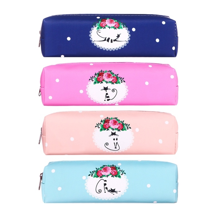 Пенал школьный &laquo;Кошечка&raquo;, на молнии, МИКС