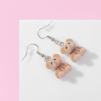 Серьги детские «Выбражулька» медвежонок, цвет коричневый в серебре Серьги детские «Выбражулька» медвежонок, цвет коричневый в серебре