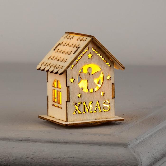 Ёлочная игрушка &laquo;Домик с ангелом&raquo;, от батареек, свечение тёплое белое