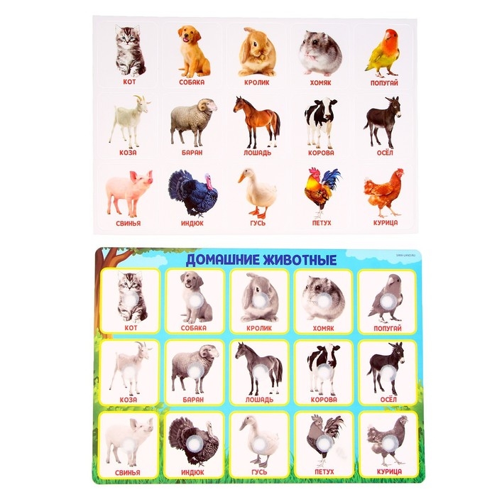Развивающая игра на липучках &laquo;&lrm;Животные фермы&raquo;,&lrm; по методике Г. Домана