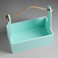 Кашпо деревянное 25.5&times;15&times;30 см "Аром", ручка канат, Мятный