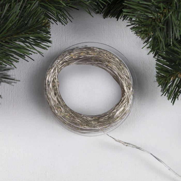 Гирлянда &laquo;Нить&raquo; 50 м роса, IP44, серебристая нить, 500 LED, свечение мульти, 8 режимов, 31 В