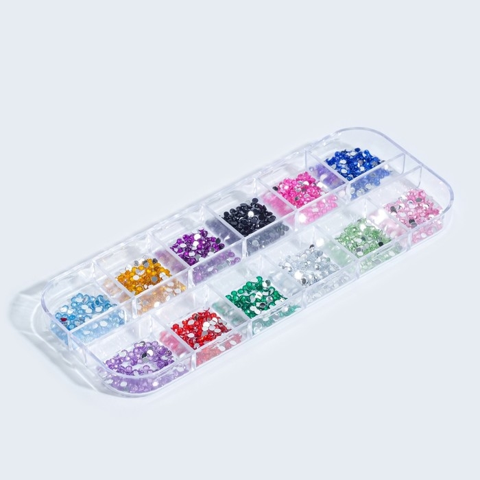 Стразы для декора, 12 ячеек, 2 мм, разноцветные Стразы для декора, 12 ячеек, 2 мм, разноцветные